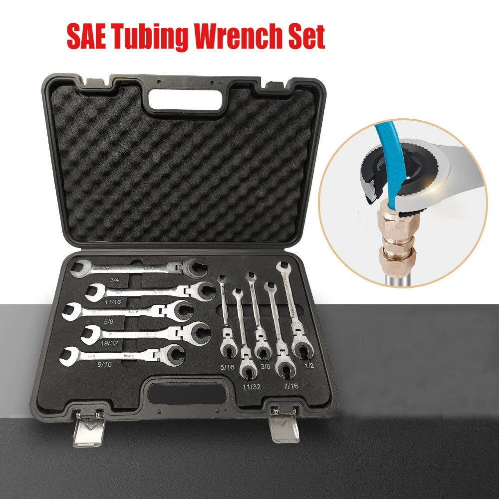 Standard Tubing Wrench Sets Cr-v Sae Ratcheting Combination Wrench