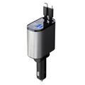 Adjustable Dual Port Retractable Car Charger Usb A+c Pd Fast Charging