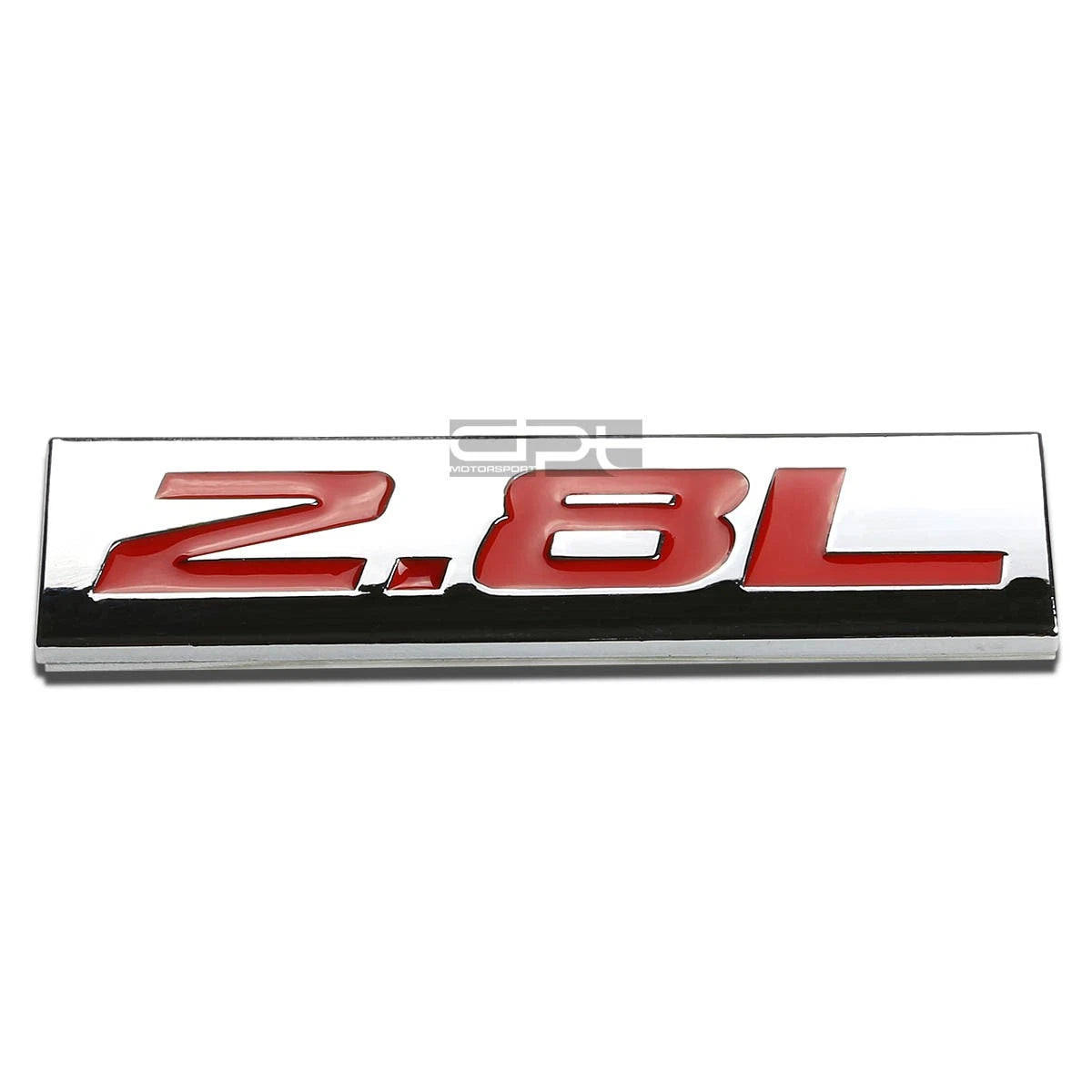 Bumper Sticker Metal Emblem Decal Trim Badge Polished Chrome Red 2.8l