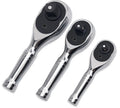 Cr-v 72t Reversible Ratchet Socket Drive Stubby Handle 1/2"-3/8"-1/4"