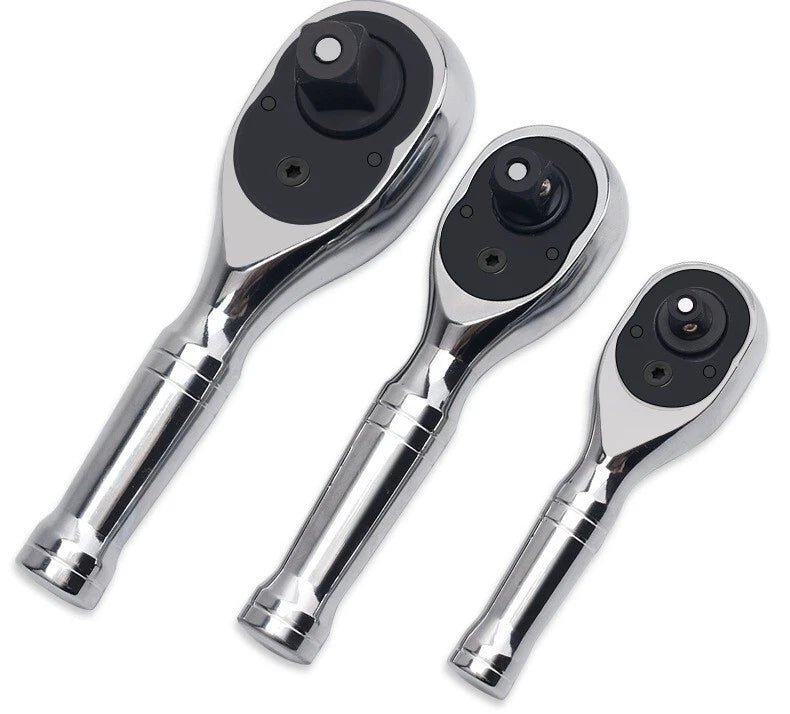 Cr-v 72t Reversible Ratchet Socket Drive Stubby Handle 1/2"-3/8"-1/4"