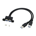 Dual Usb 3.0 A Male To Usb 3.0 Female Extension Screw Panel Mount