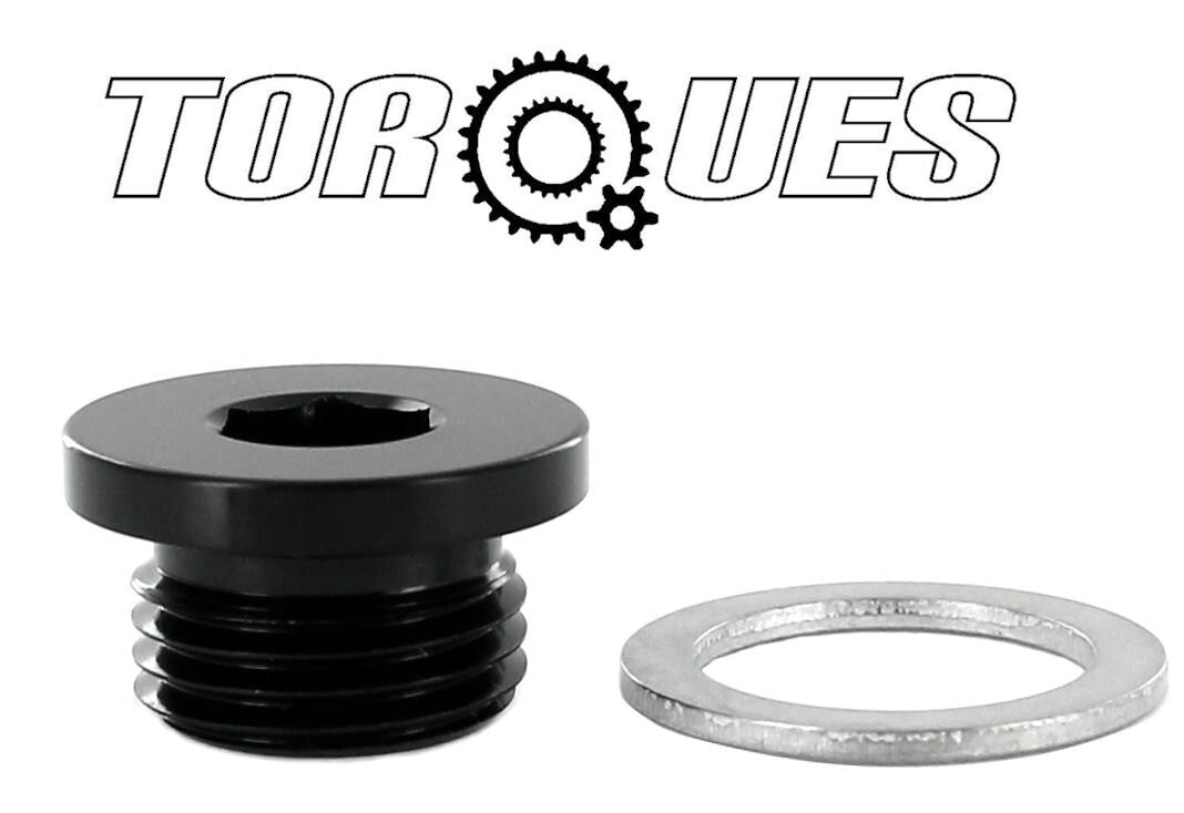 M16x1.5 Round Head Port Plug with Washer In Black