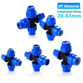 PP Compression Fitting 4-Way Cross Pipe Connector