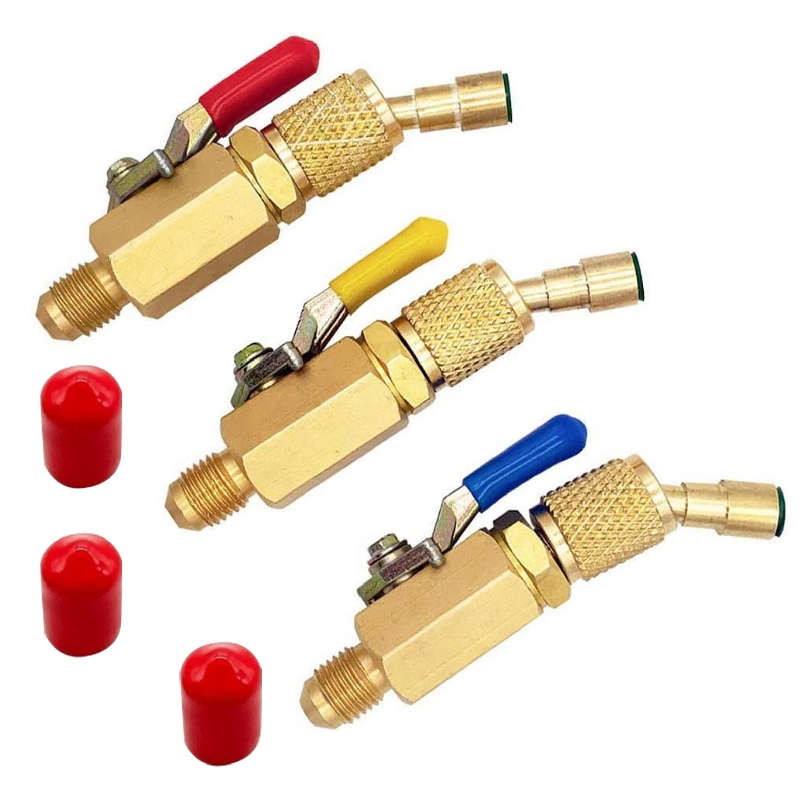Brass Air Conditioning Hvac 1/4" Shut Valve Part For Ac Charging Hoses