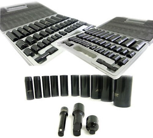 38pcs 3/8" 1/2" Dr. DuoMetric SAE Deep & Shallow Impact Socket Set