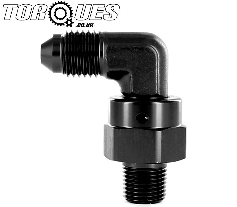 An -6 (an6 an 06) to 1/8" Npt 90 Degree Forged Swivel Adapter Black