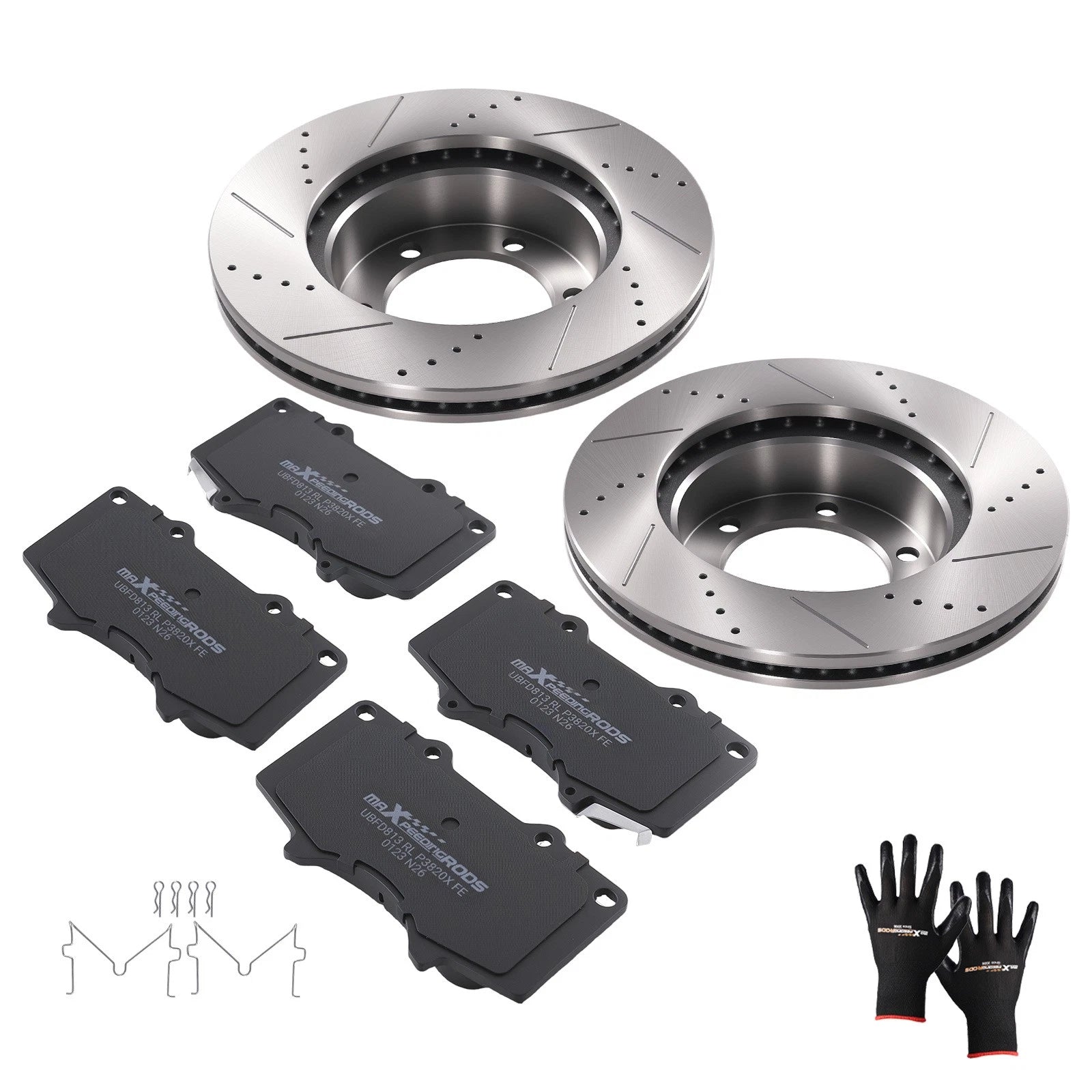 Front Drilled Slotted Brake Rotors with Pads for Toyota Tundra 2000-2006 S31267