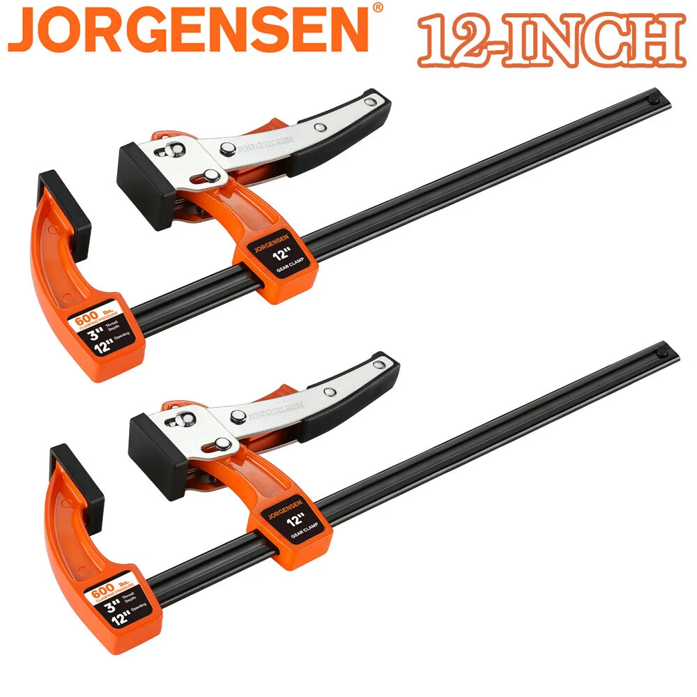 Jorgensen 2PC 12-inch Bar Clamp Set Quick Release Gear Clamp 600 lbs Load Limit