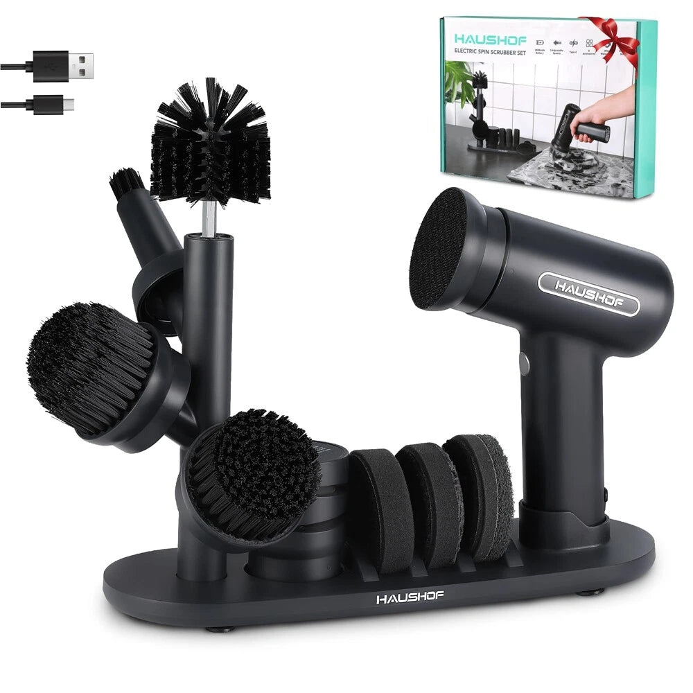 Haushof Electric Spin Scrubber Cordless Cleaning Brush 8 Cleaning