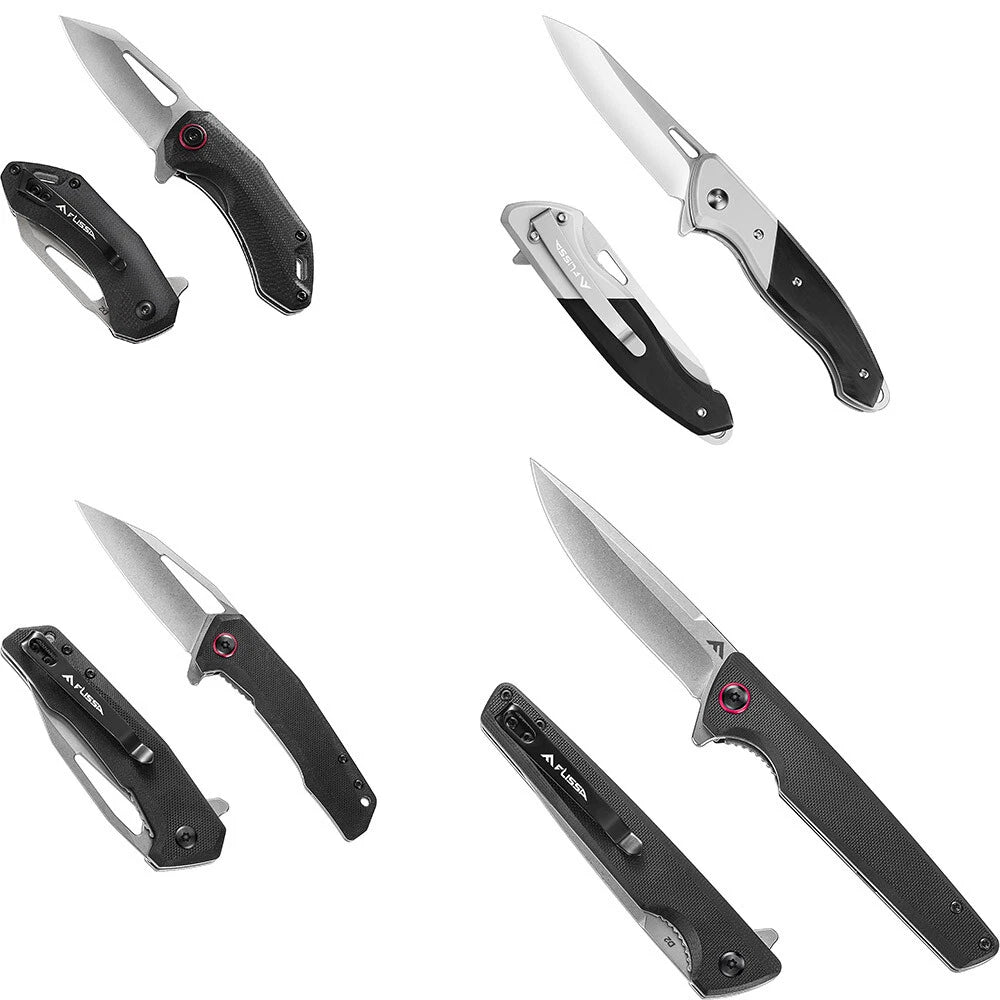FLISSA Folding Pocket Knife EDC Knife G10 Handle Multi-Size Pocket Clip Black US