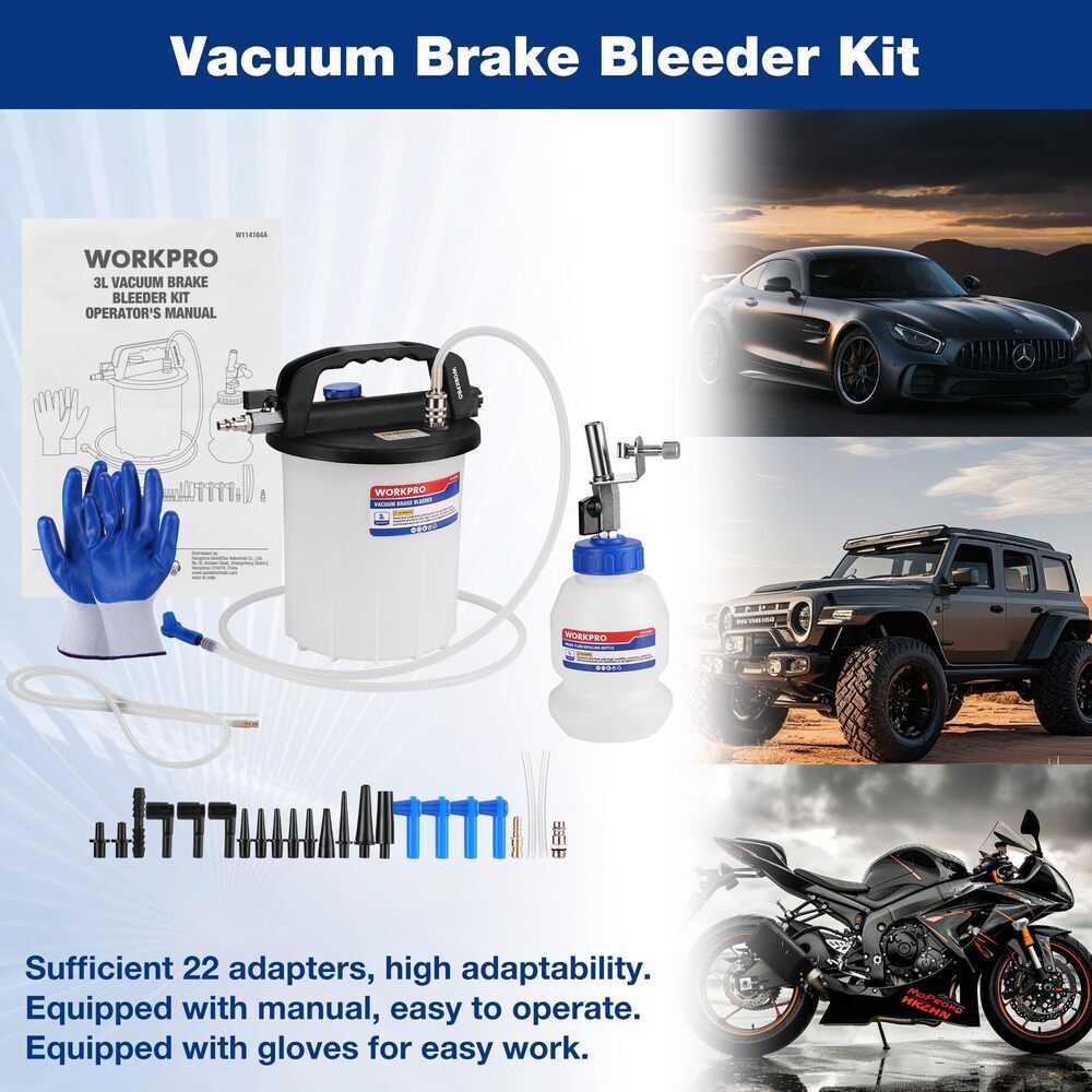 WORKPRO 3L Vacuum Brake Bleeder Kit Pneumatic Brake Bleeder by WORKPRO
