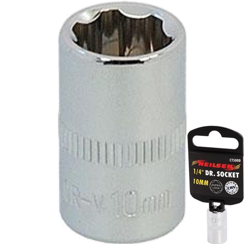 Neilsen 1/4" Drive Standard Shallow Square Metric Single Socket 10MM