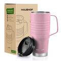 HAUSHOF 24oz Travel Mug with Handle, Stainless Steel with Leakproof Lid BPA Free