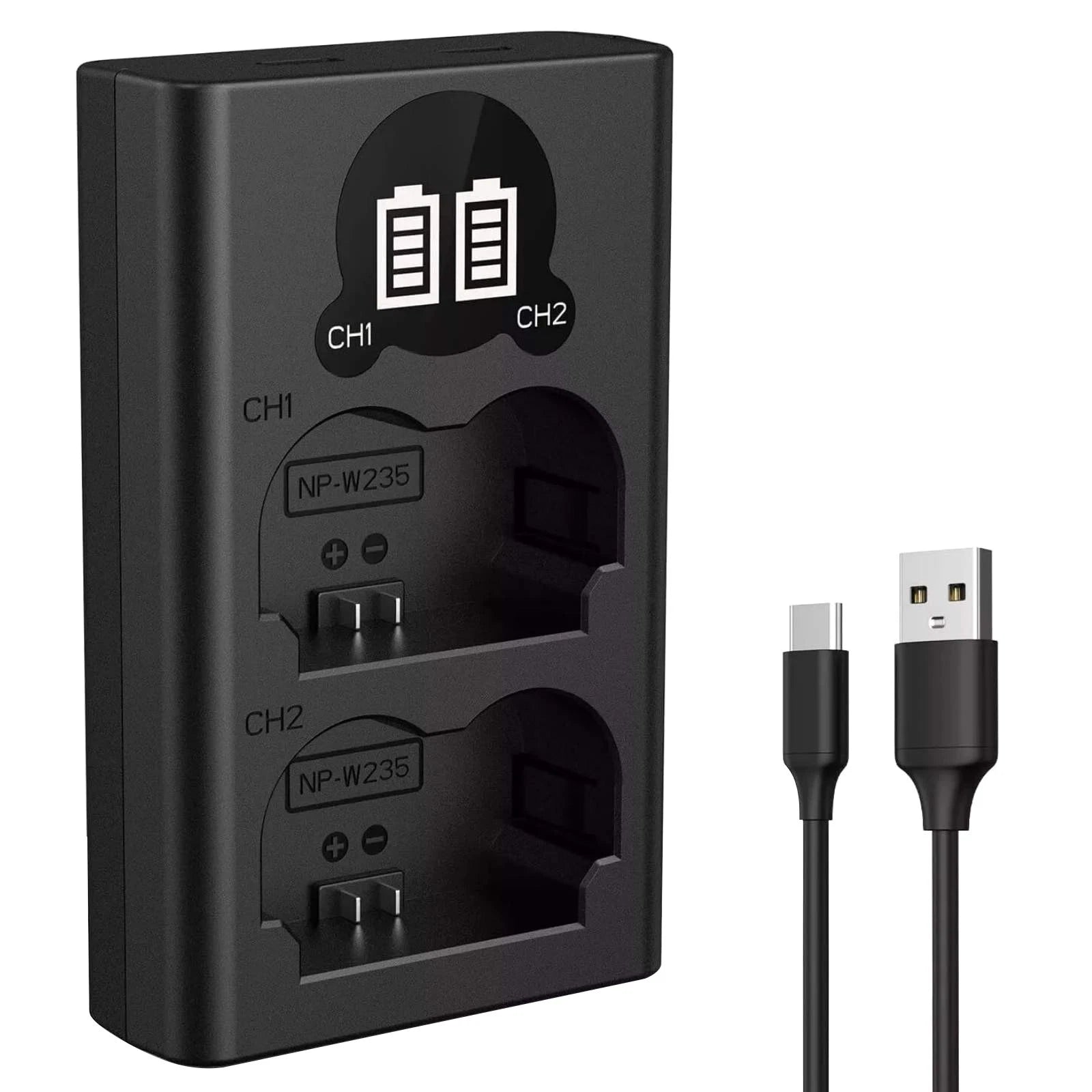 Np-w235 Battery Charger With Dual-slot Lcd Screen For Fujifilm Xt4