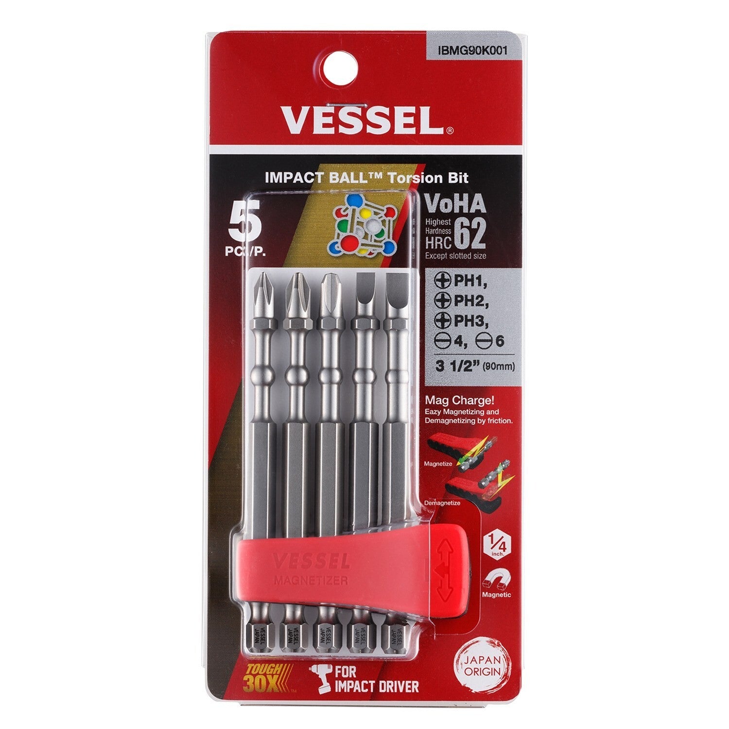 Vessel 5pc Impact Bit Set 3-1/2"