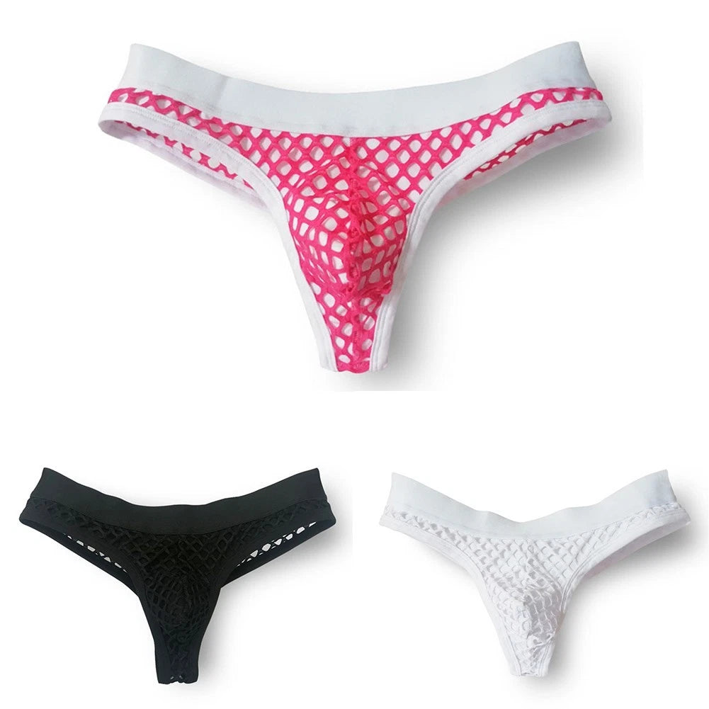 Men's Sexy Mesh Briefs With Hollow Back Design And Breathable Fishnet