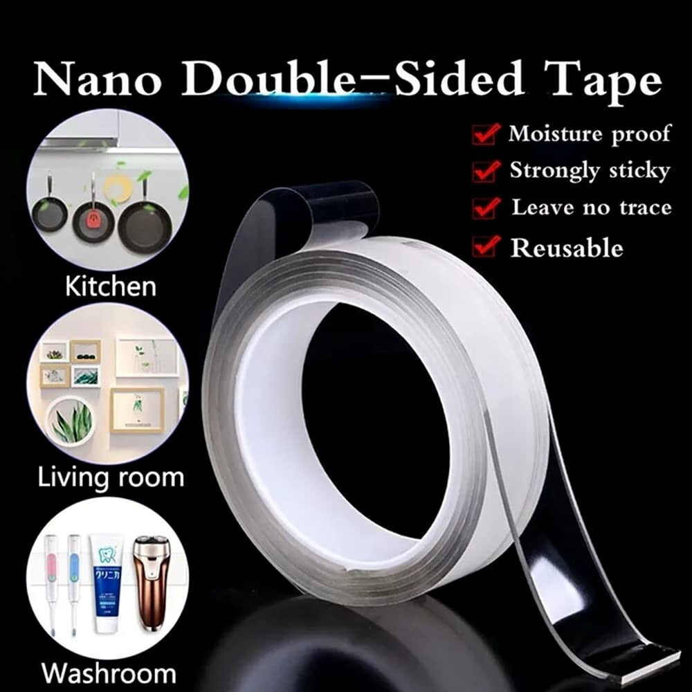 3 ROLLS ALIEN NANO TAPE Double Sided Removable Mounting Heavy Duty
