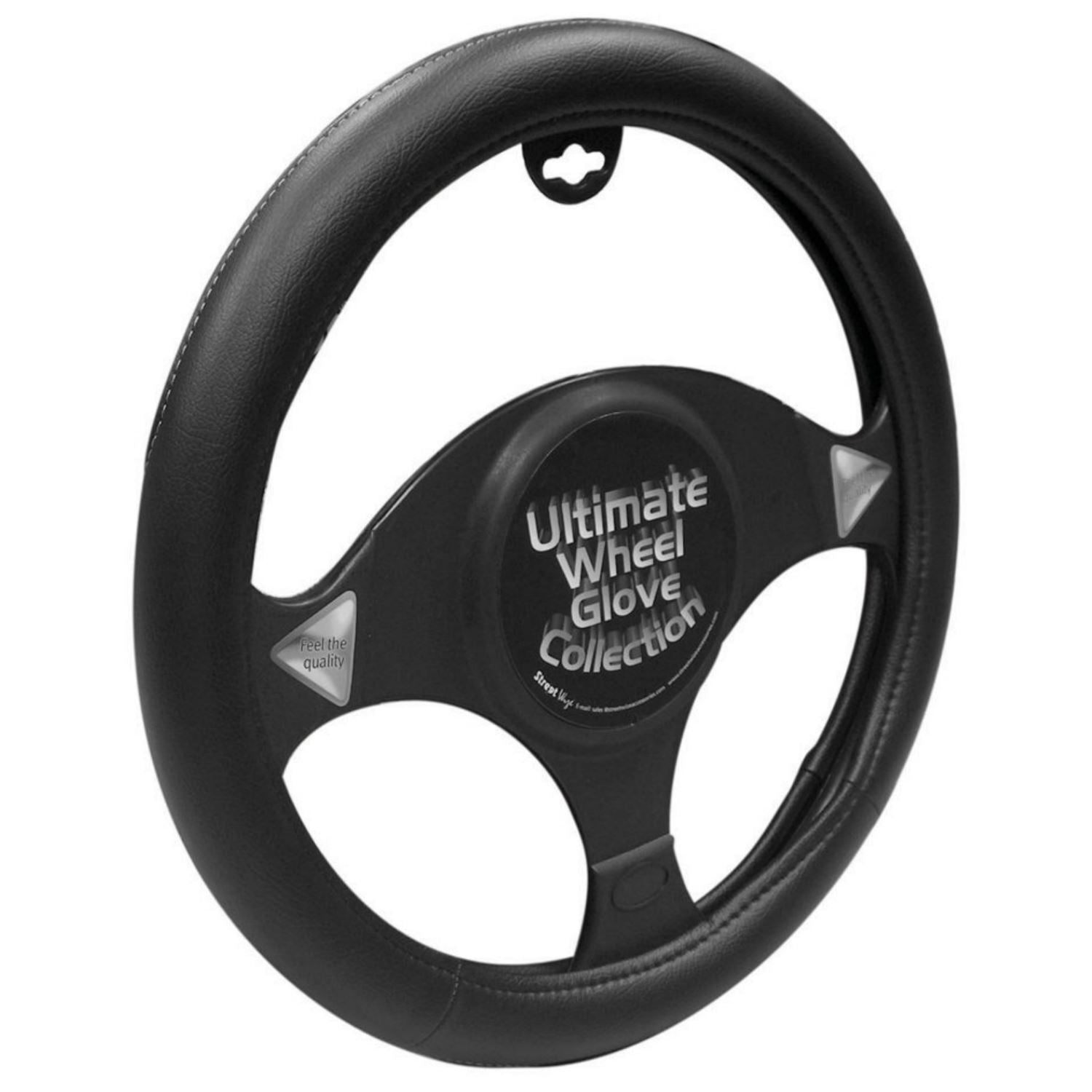 Steering Wheel Cover Black And White Stitching Leather Look - Brand New