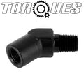 1/8" Npt Male to 1/8" Npt Female 45 Degree Adapter- Black