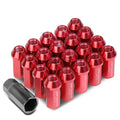 Closed End M12x1.5 50mm Tall 25mm Od Red Aluminum Jdm Lug Nuts+adapter