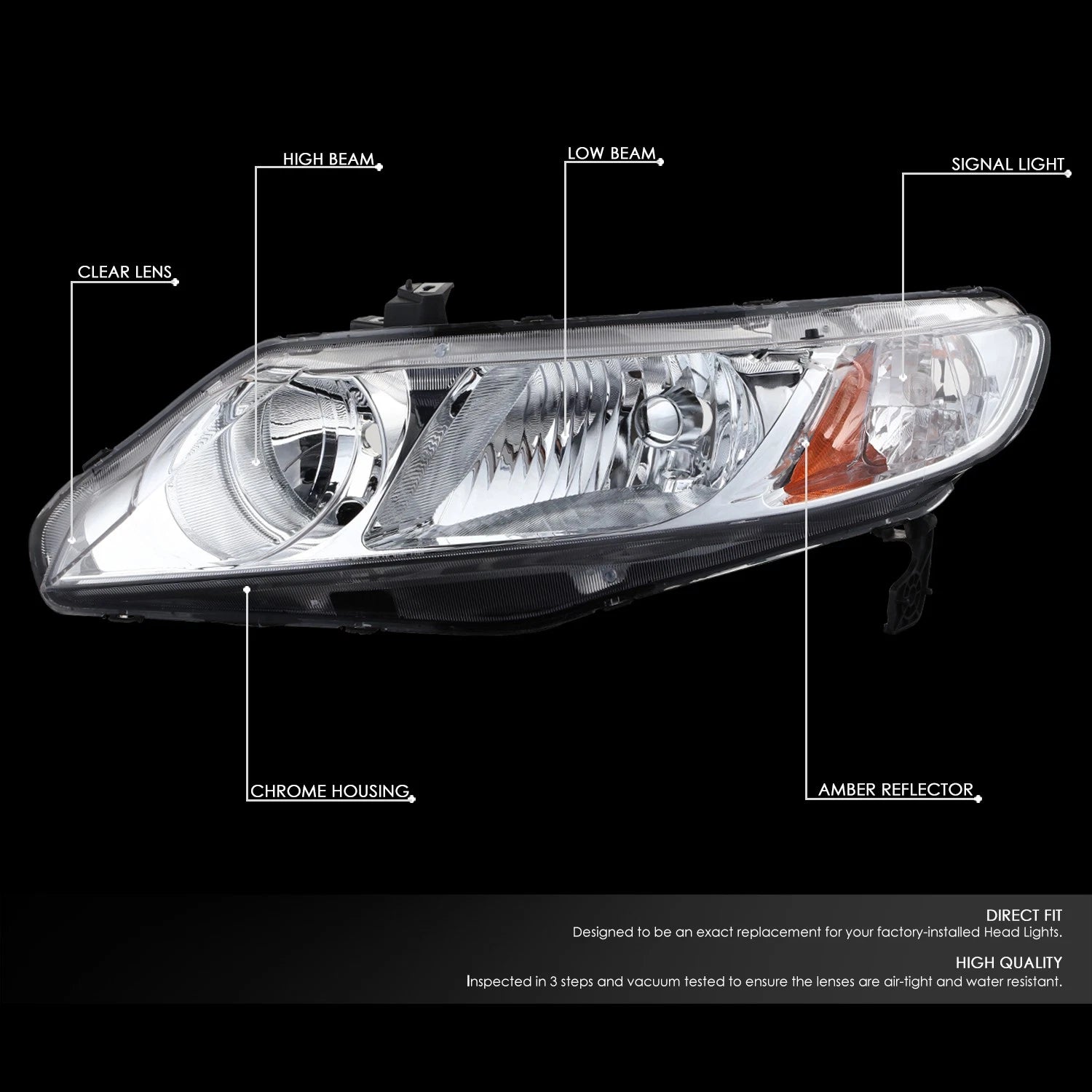 Fit 06-11 Honda Civic Sedan Factory Style Headlight | Built Supply Co