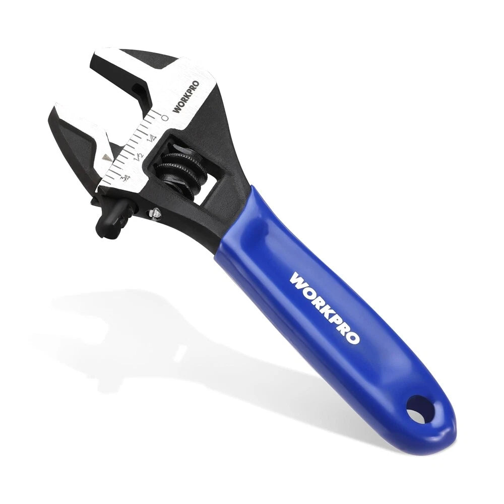 Workpro 4-inch Adjustable Wrench Wide Jaw Black Oxide Wrench Metric &