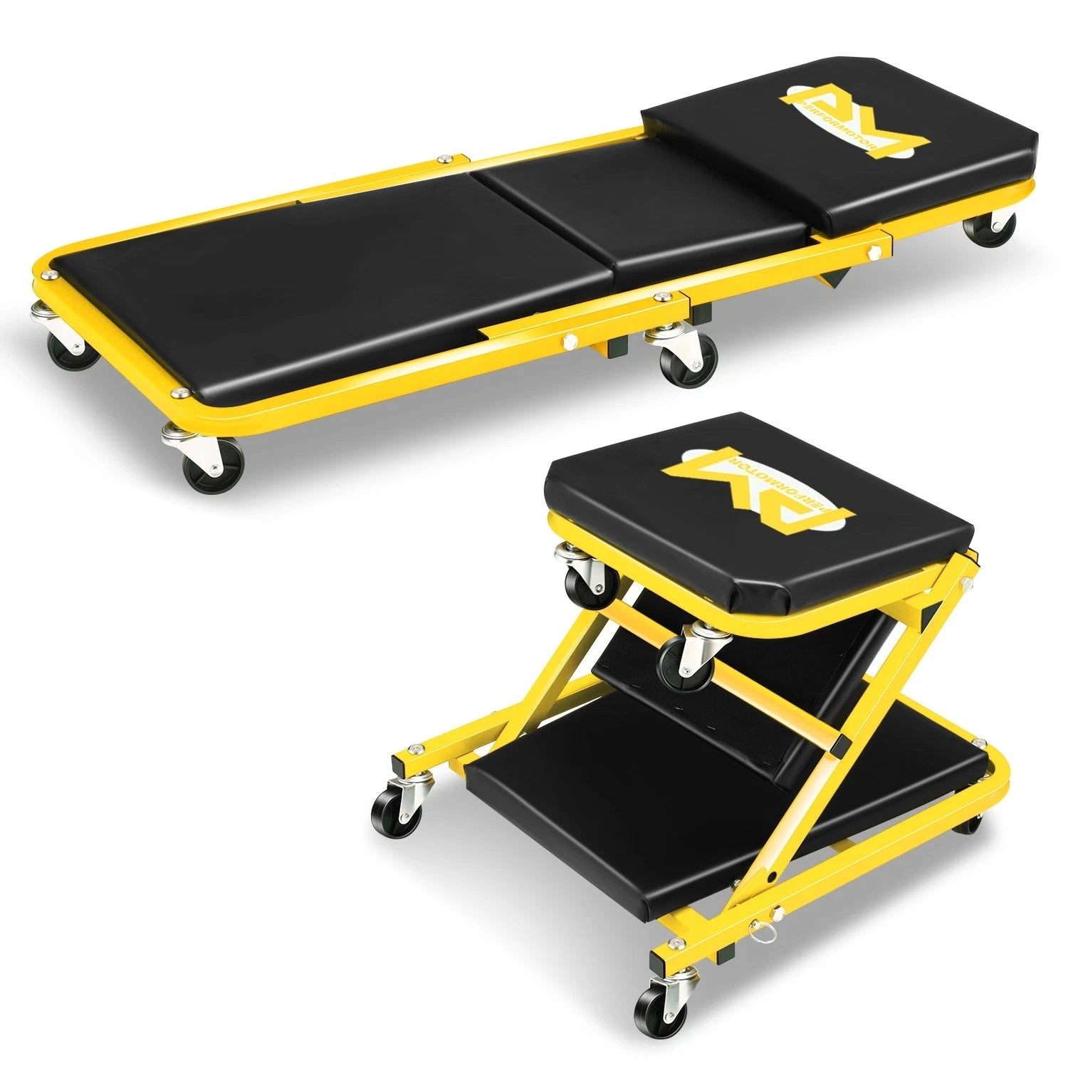 36"x 4.7"x 17.3" 330lbs Capacity Z-shaped Foldable Yellow 2-in-1