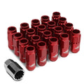 J2 7075 Forged Aluminum M12x1.5 5cm Open-end Lug Nut W/4x Lock+key Red
