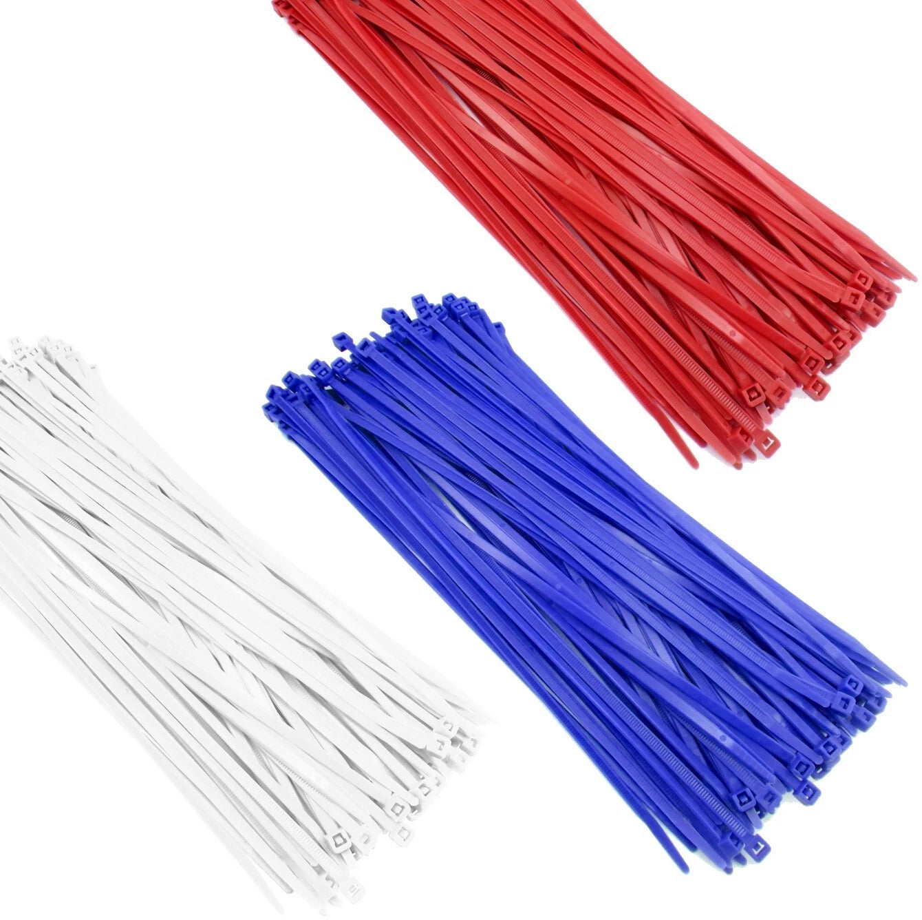 Zip Cable Ties 11" 50lbs Nylon Wire Tie Wraps Red White Blue Made In