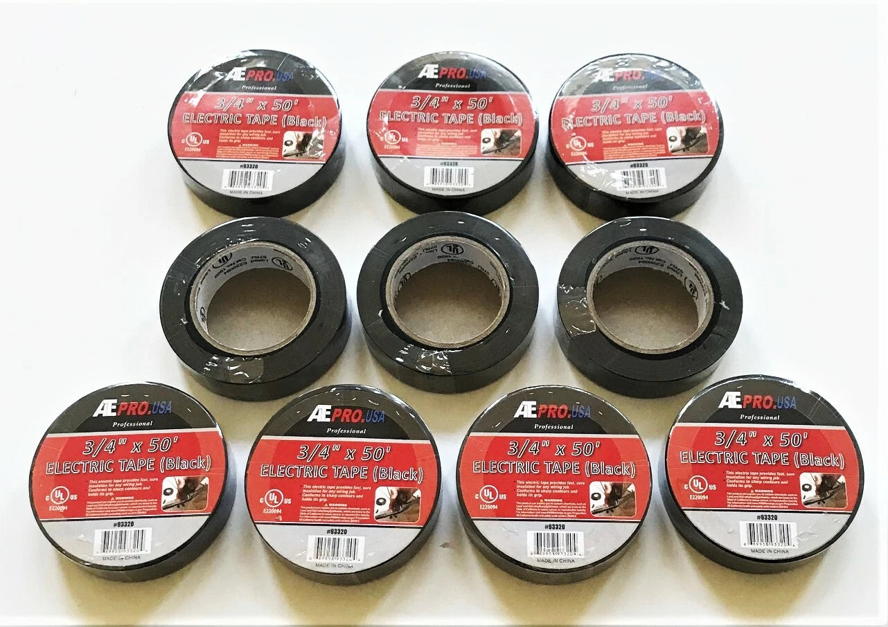 10 Rolls Ate Pro Tools Ul Approved Black Electrical Electric Tape
