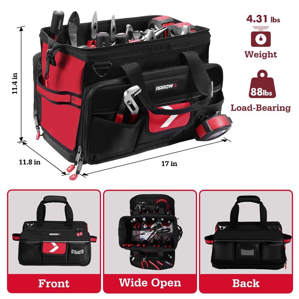 ARROW 17" Large Tool Bag with 36 Multipurpose Pockets Tool Bags Waterproof USA