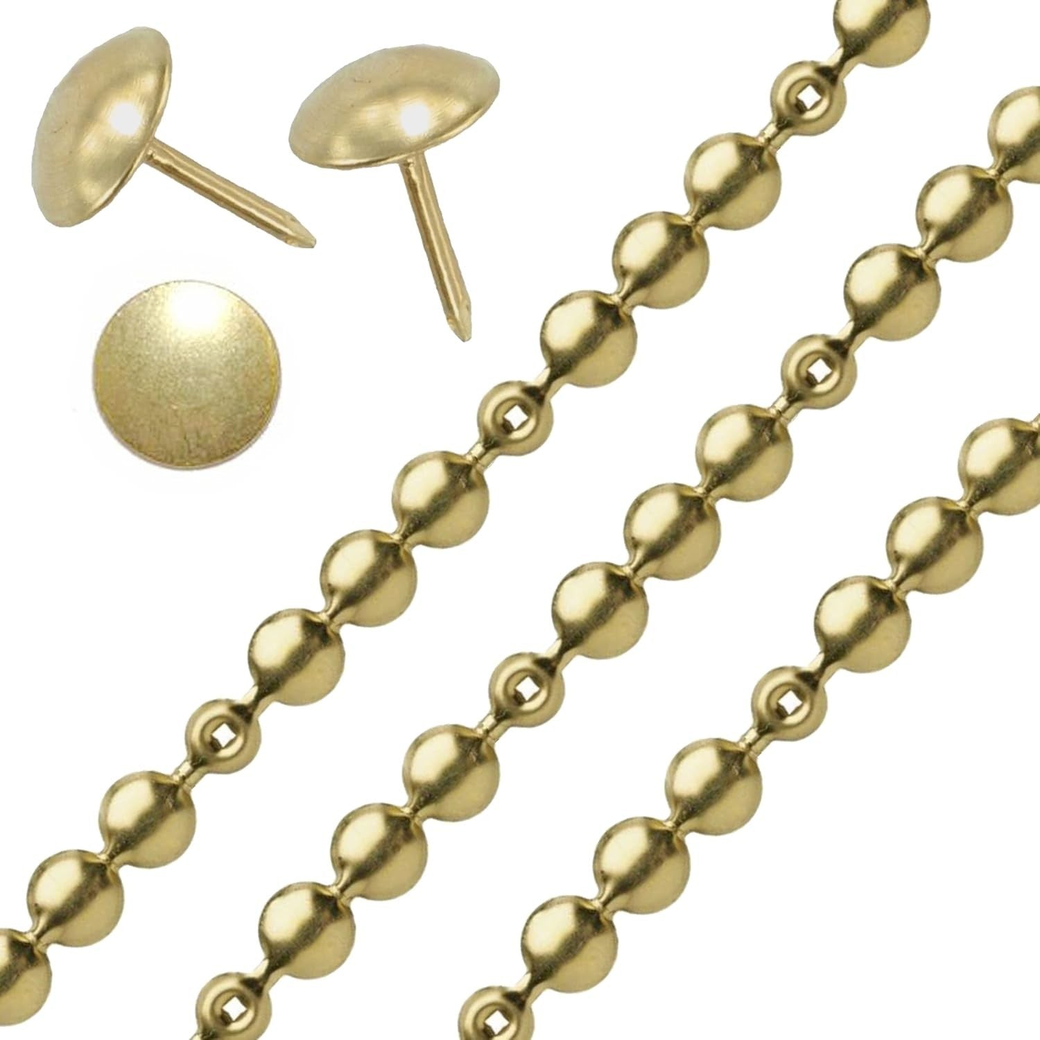 Upholstery Nail Stud Strips Brass Finish Including Nails