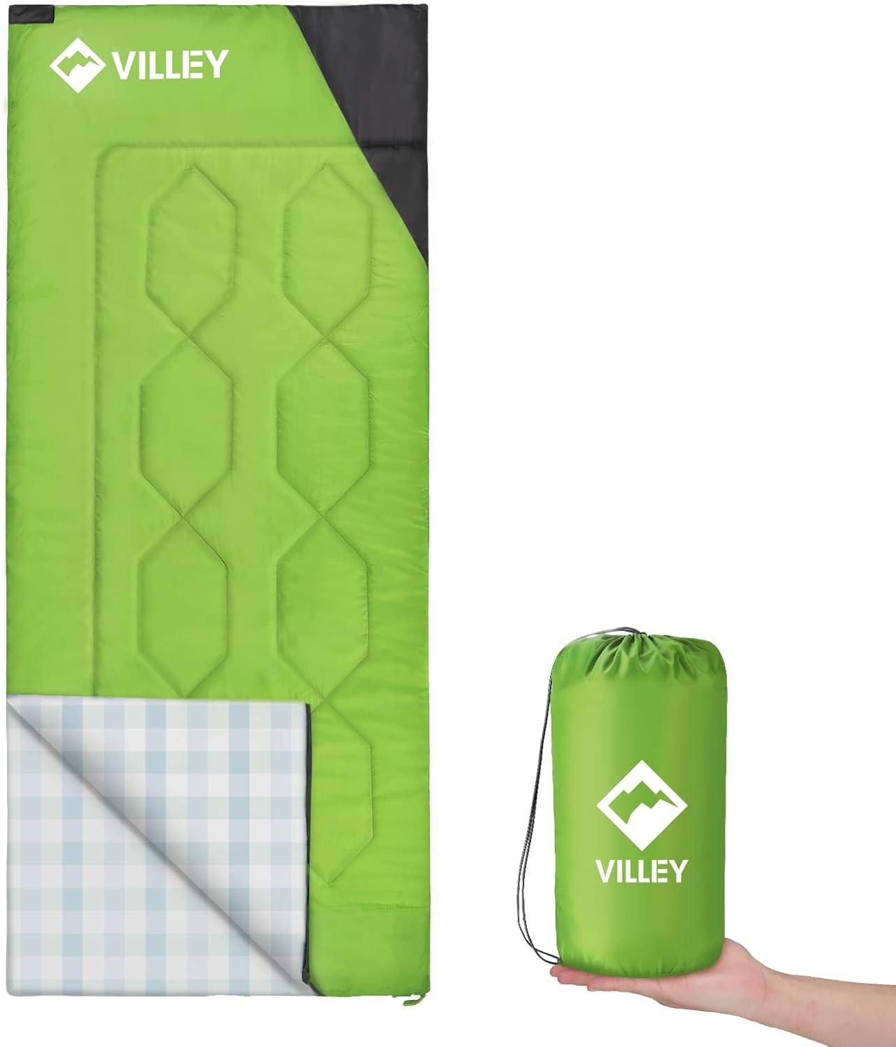 VILLEY Camping Sleeping Bag Lightweight 3 Season Warm Cool Weather for