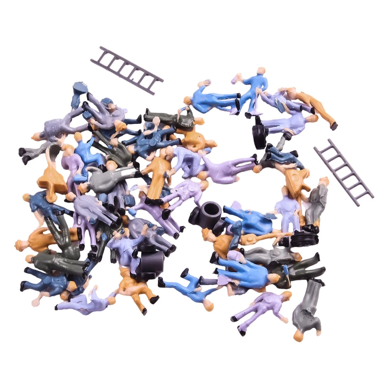 Ho Scale Plastic Figures 50 Painted Workers With Bucket Ladder For
