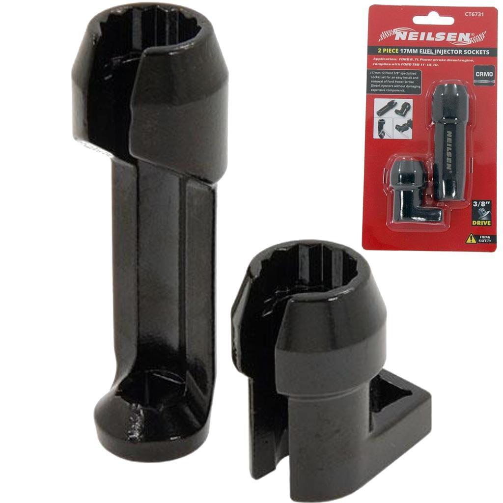 Neilsen 2pc 17mm Fuel Injector Sockets - Ford Power Stroke by Neilsen