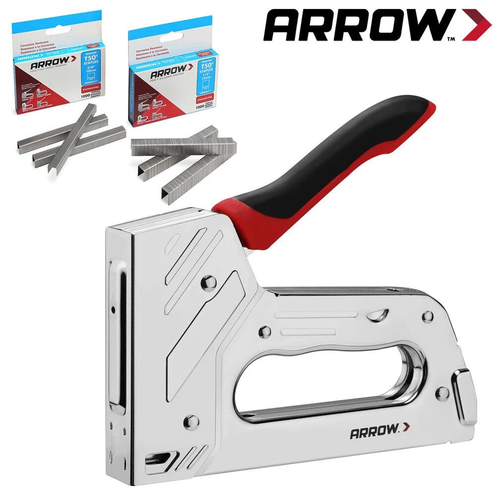 Arrow T55bl Heavy Duty Staple Gun Kit Stapler T50 1/4" 3/8" 1/2"