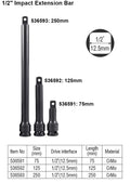1/2" Dr. Cr-Mo Impact Socket Extension Bar Adapter Option: 3"/5"/6"