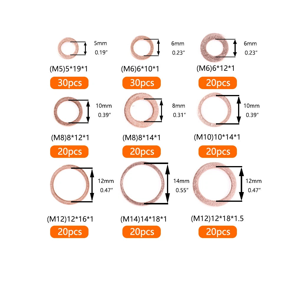 Copper Washer Kit For Diesel Injector Marine For Plant And More