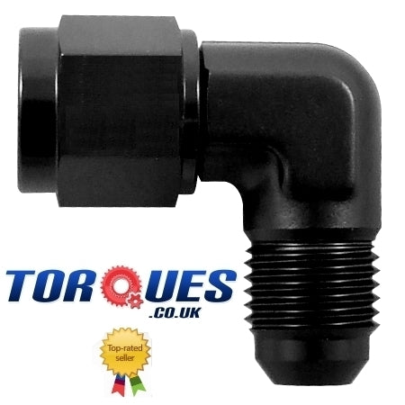 AN -10 90 Degree Male to Female Forged Adapter Black
