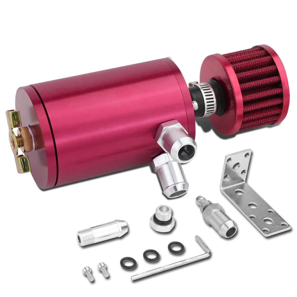 Pink 4.1"x2.4" Aluminum Engine Oil Catch Tank 100ml+filter Fit