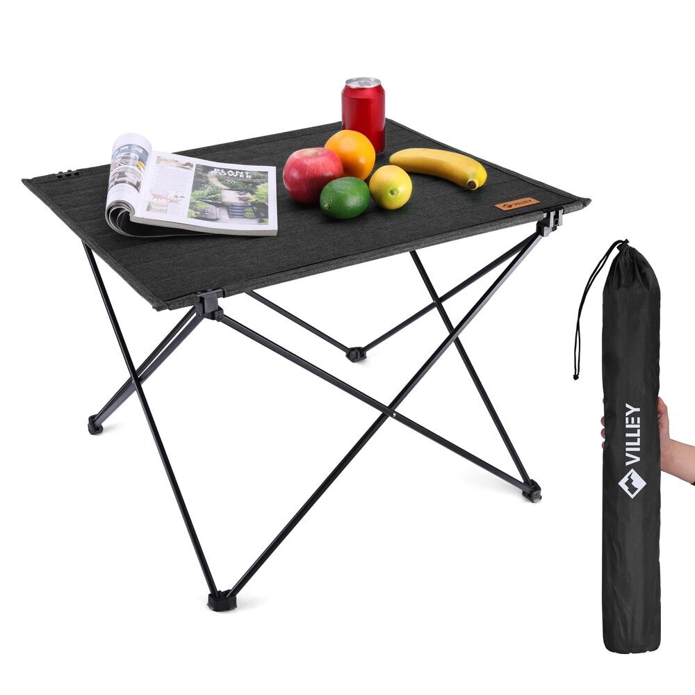 VILLEY Portable Folding Camping Table Beach Table Aluminum Panel w/ Carry Bag