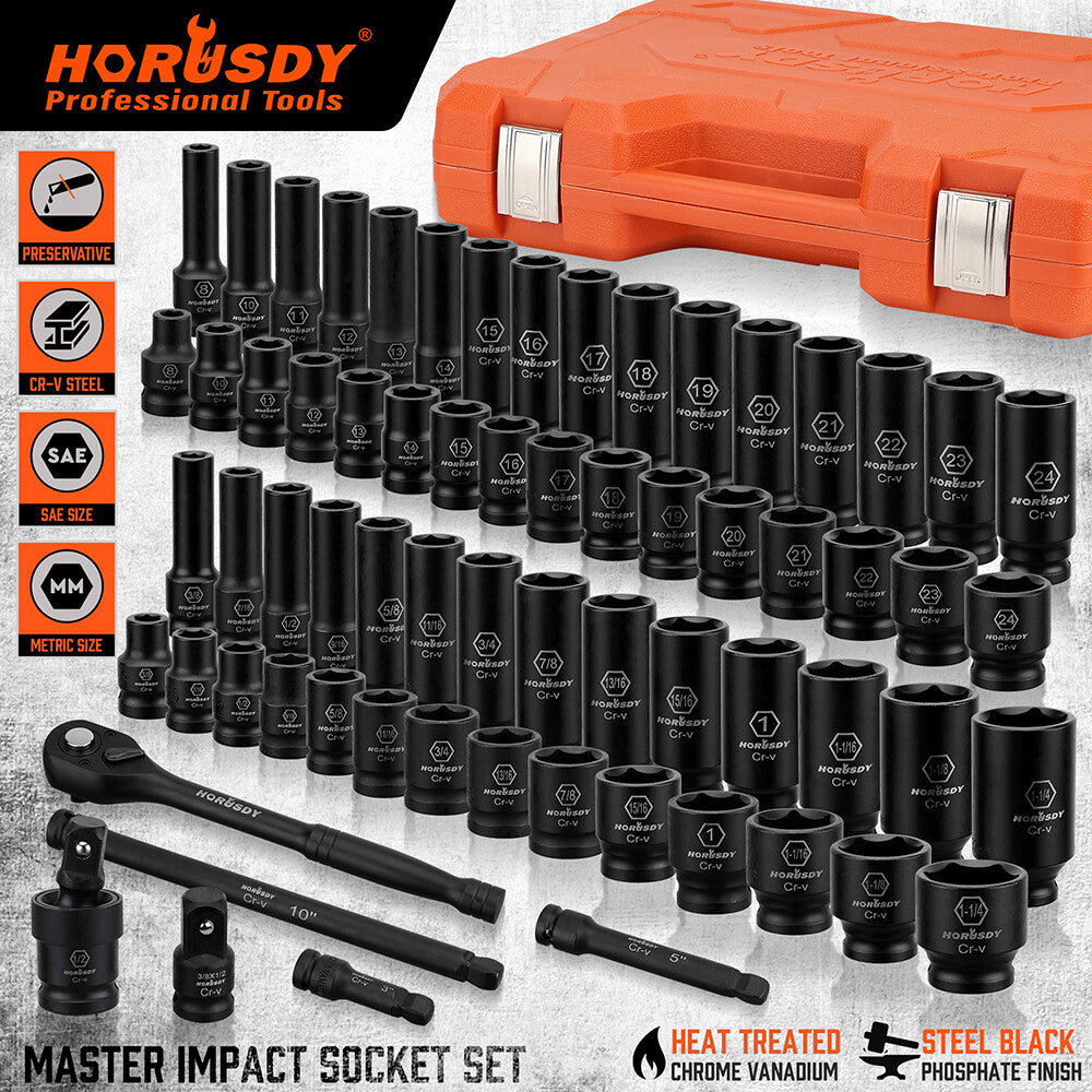 66PC 1/2" Drive Impact Socket Set