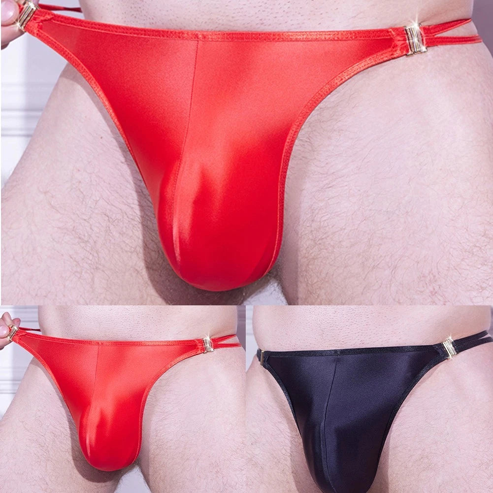 Men's Sissy Thong Underpant Low Waist Solid Color Buckle G String