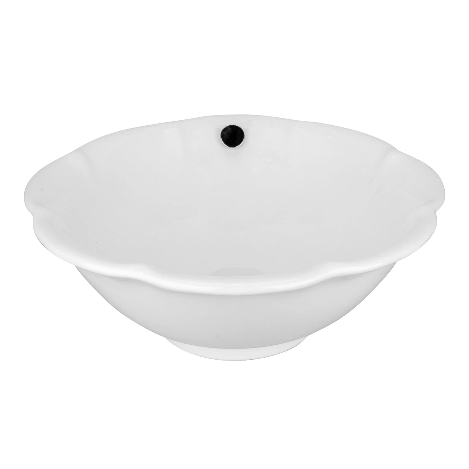 Rok Orchid Round Shaped Bathroom Vessel Sink, 17-1/2" Diameter White