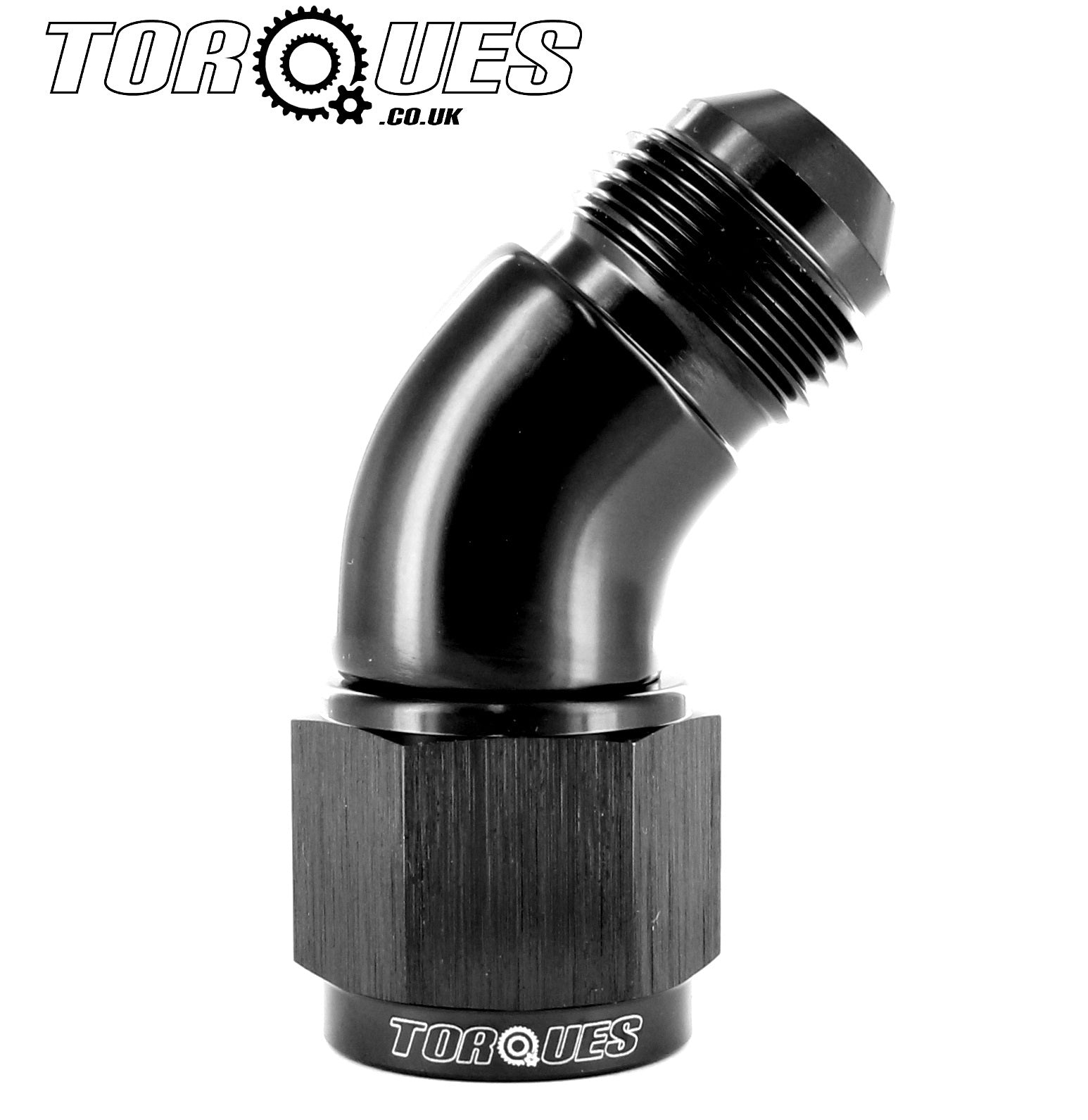 AN -8 (8AN) 45 Degree Male to Female UltraFlow Adapter In Black