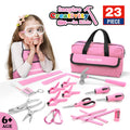 WORKPRO 23 Piece Pink Kid Tool Kits Pink Home DIY Woodworking Hand Tool With Bag