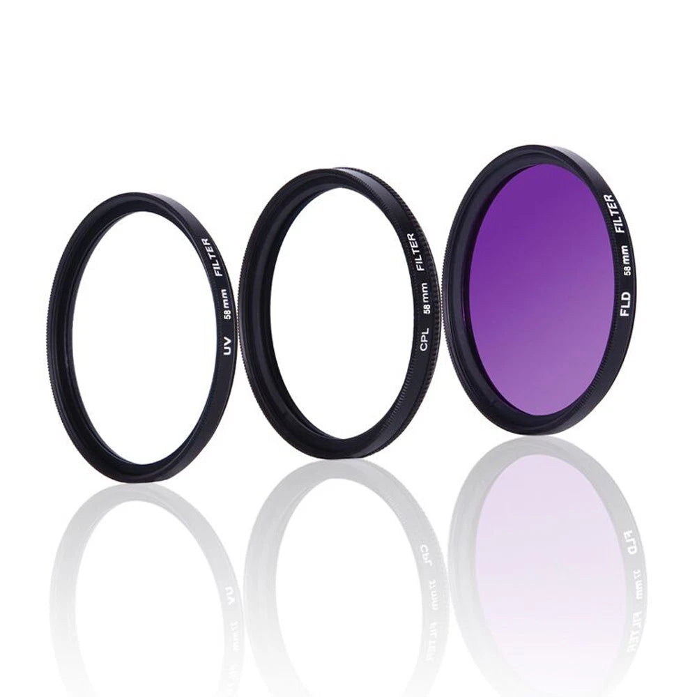 52mm/55mm/58mm Universal Digital Camera Uv + Cpl+ Fld Lens Filter