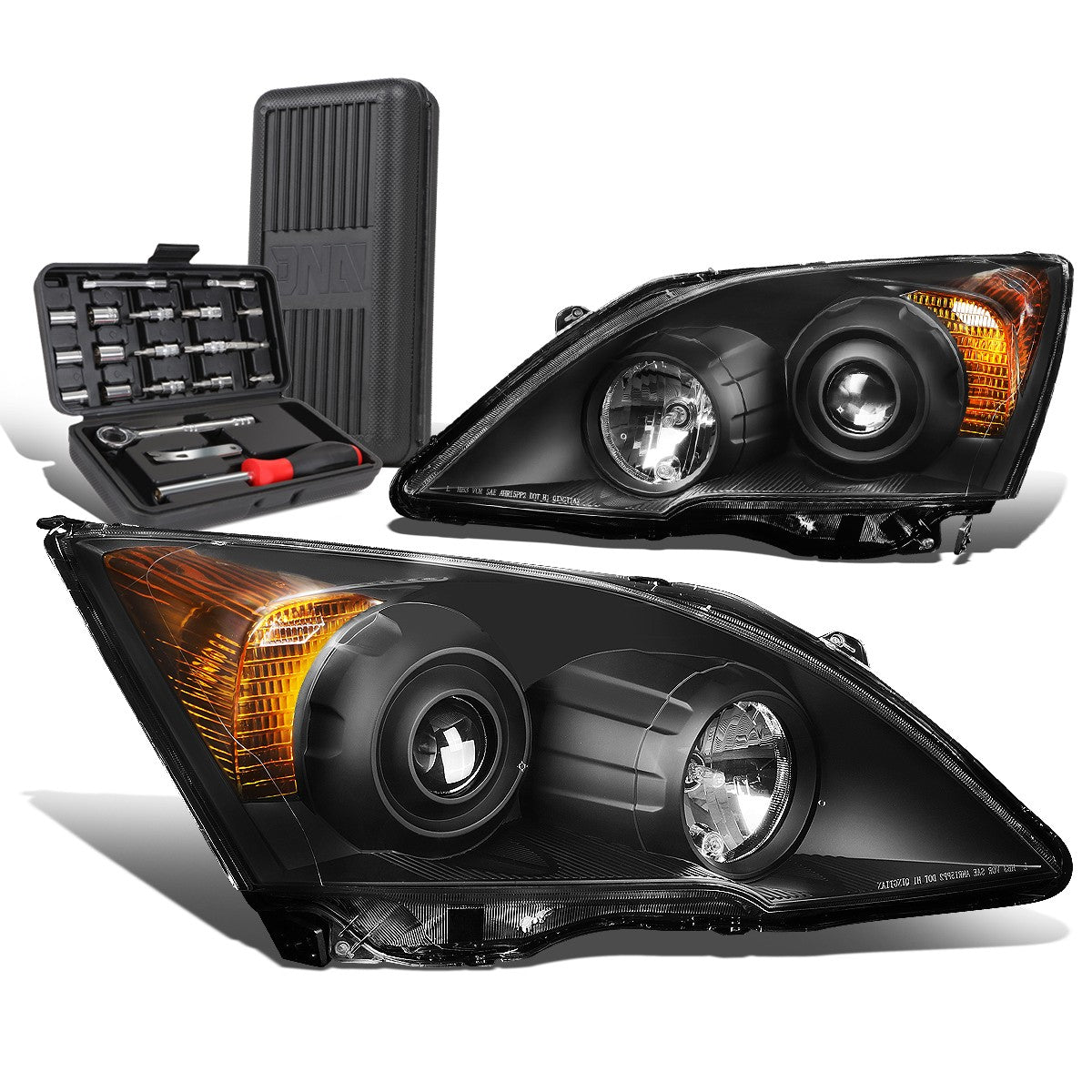 For 2007-2011 Honda Cr-V Black/amber Signal Projector Headlight