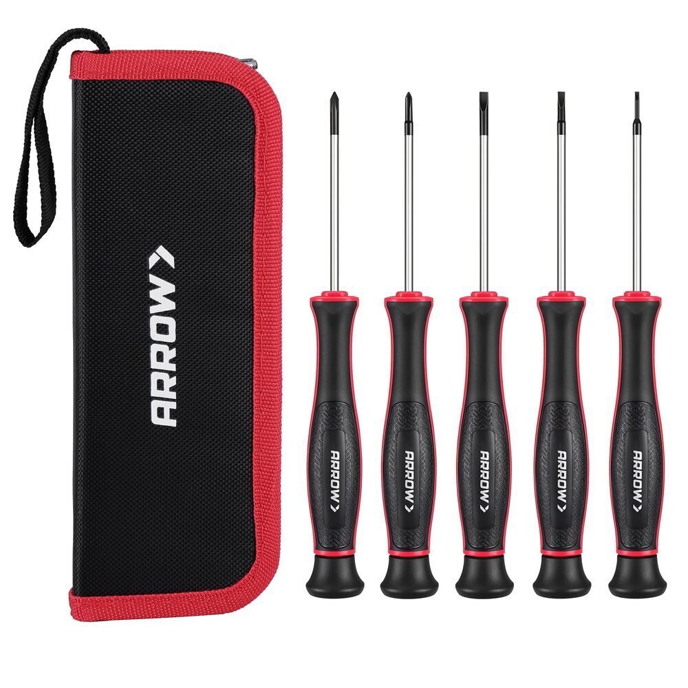 ARROW 5PCS Magnetic Precision Screwdriver Set Phillips Slotted Mini